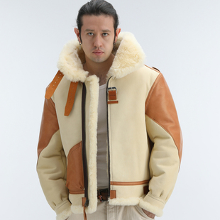 mccoy RM款 real B6羊皮毛一体咔叽皮衣外套非the B3轰炸机夹克