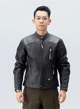 毒液皮衣机车款阿美咔叽头层真牛皮复古复刻款立领皮夹克 非RRL