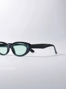 2025新款韩版椭圆形猫眼薄荷绿太阳眼镜防紫外线大理石纹近视墨镜