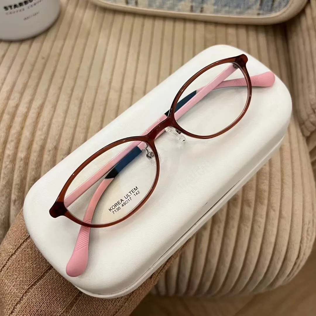 进口塑钢镜架文艺时尚眼镜架复古潮流椭圆框男女通用款眼镜架7130