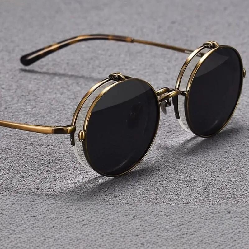 双镜片设计W年龟偏光翻盖墨镜双层复古超轻纯钛配近视太阳镜KMN54