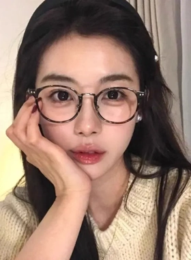 韩系玳瑁眼镜女近视可配度数镜片复古豹纹素颜防蓝光眼睛架30333