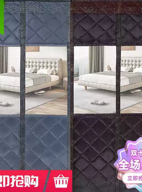 门帘双开门透明窗冬季防寒保暖隔音加厚棉门帘魔术贴家用自粘磁吸