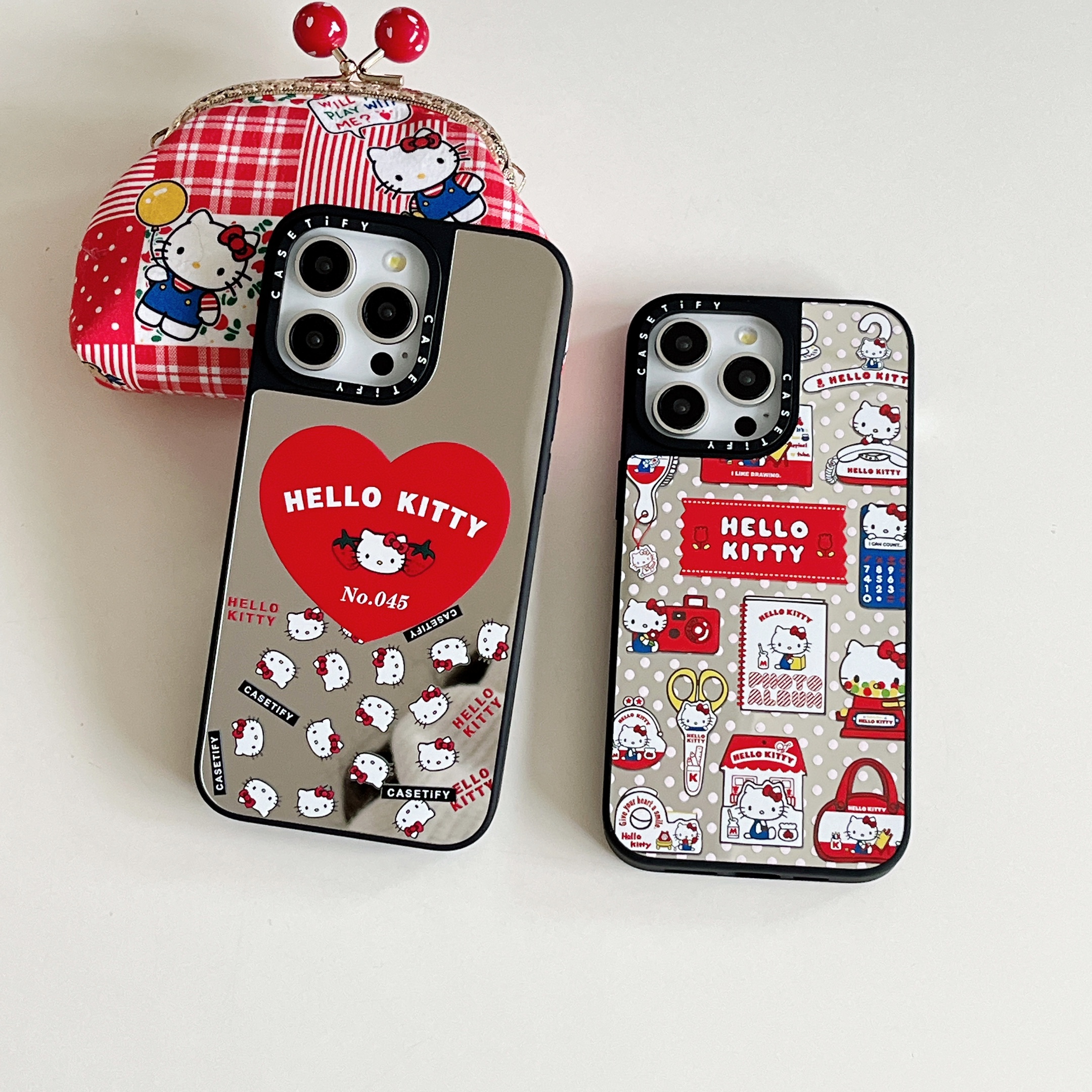 CASETi新款迪丽热巴同款hello kitty猫防摔卡通可爱动漫适用iphone15promax保护套全包苹果14pro手机壳13镜面