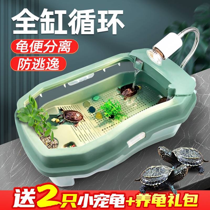 乌龟缸过滤循环系统家用生态饲养龟箱养巴西龟草龟专用缸小乌龟带图片