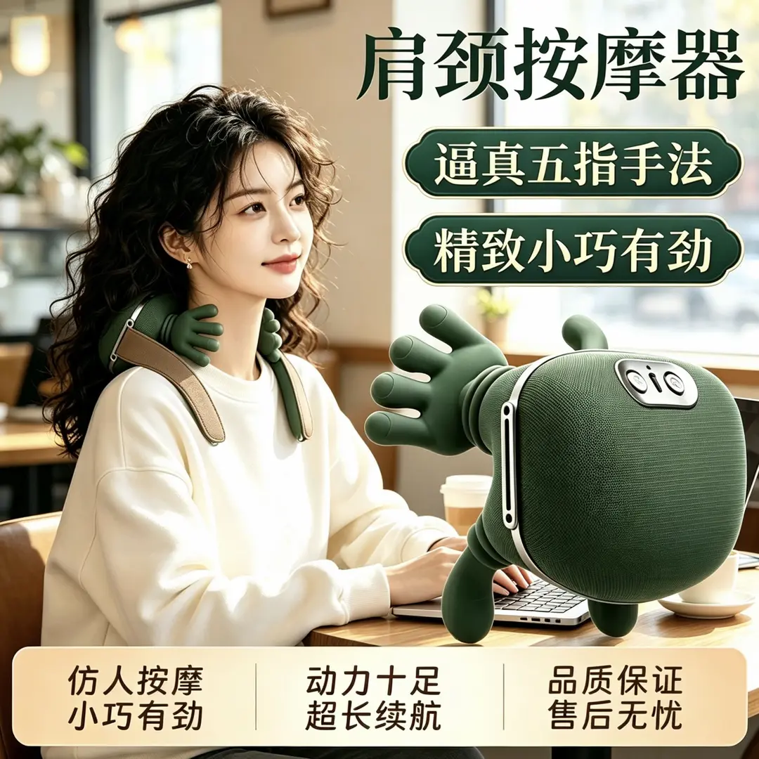 跨境斜方肌热敷电动按摩仪大师手颈椎按摩器/枕