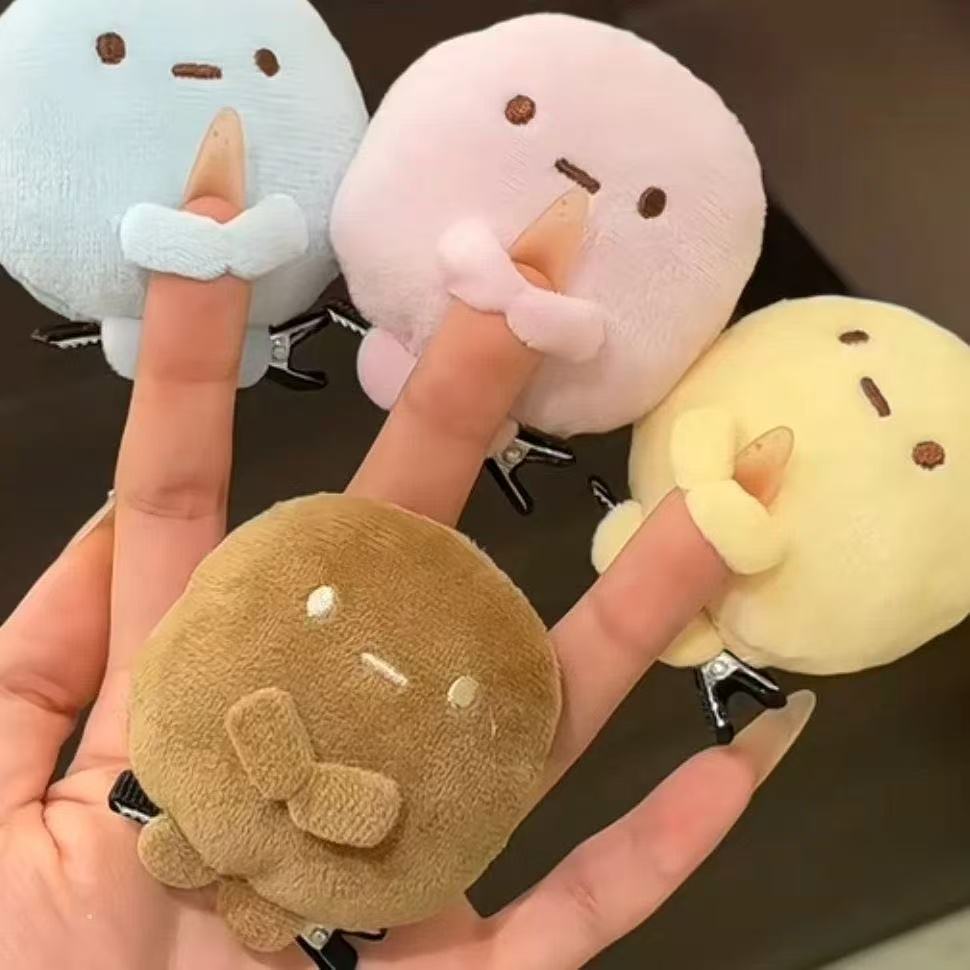 可爱发卡角落生物三色圆子手玉粉圆蓝圆黄圆玩偶送好朋友礼物公仔