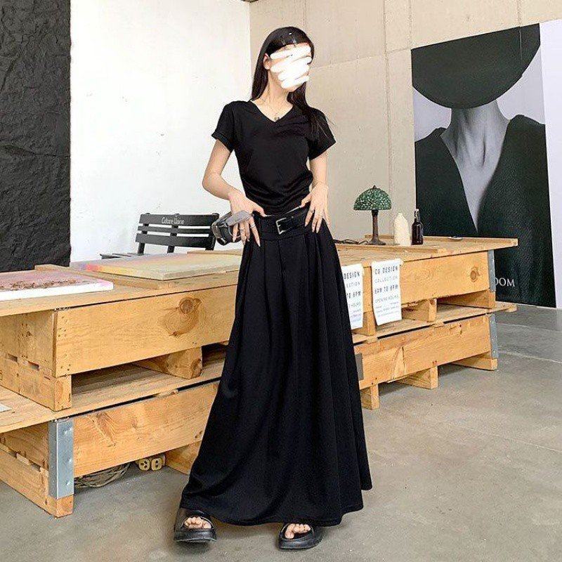 高个子针织长裙套装女2025夏季新款纯色领恤半身裙两件套带腰带,女装/女士精品,大码半身裙,淘宝优惠券,粉丝福利购,淘宝优惠卷