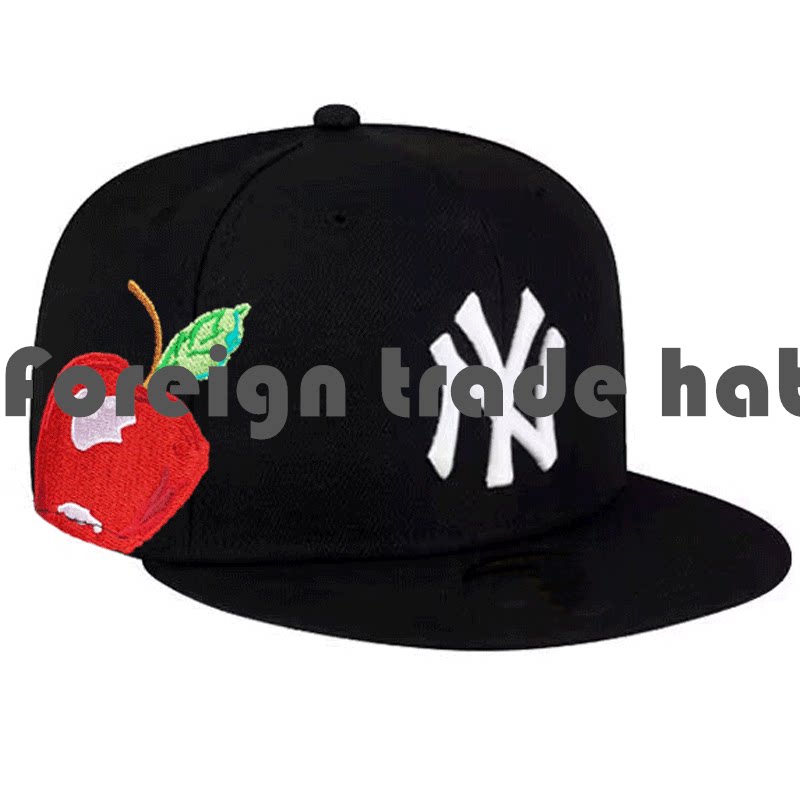 Hat Full Closed Unadjustable Hip Hop Street Dance Embroider Sunscreen Baseball Cap Reverse Wear Size Cap Casual Flat Brim Hat