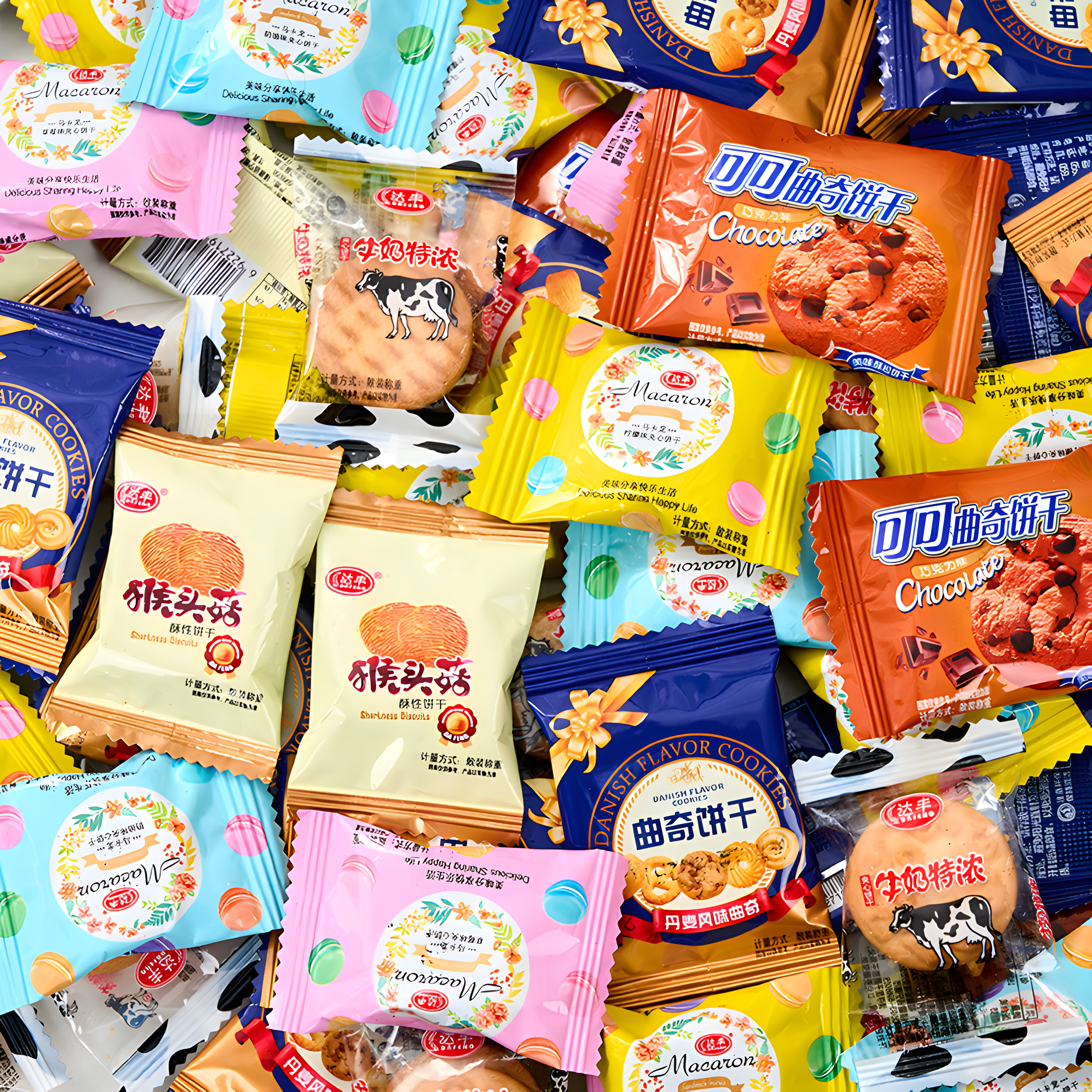 马卡龙曲奇牛奶夹心小饼干儿童学生独立小包装解馋休闲零食品批发