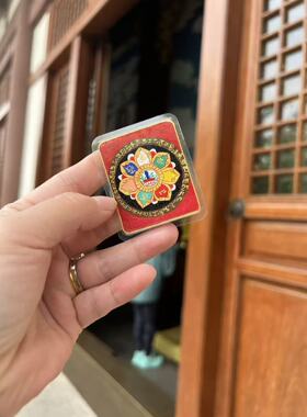 西藏唐卡热贡文殊心咒纯手绘手机贴纸事业财好运护身唐卡高端正品