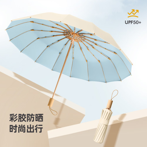 钛银彩胶遮阳伞成人晴雨两用