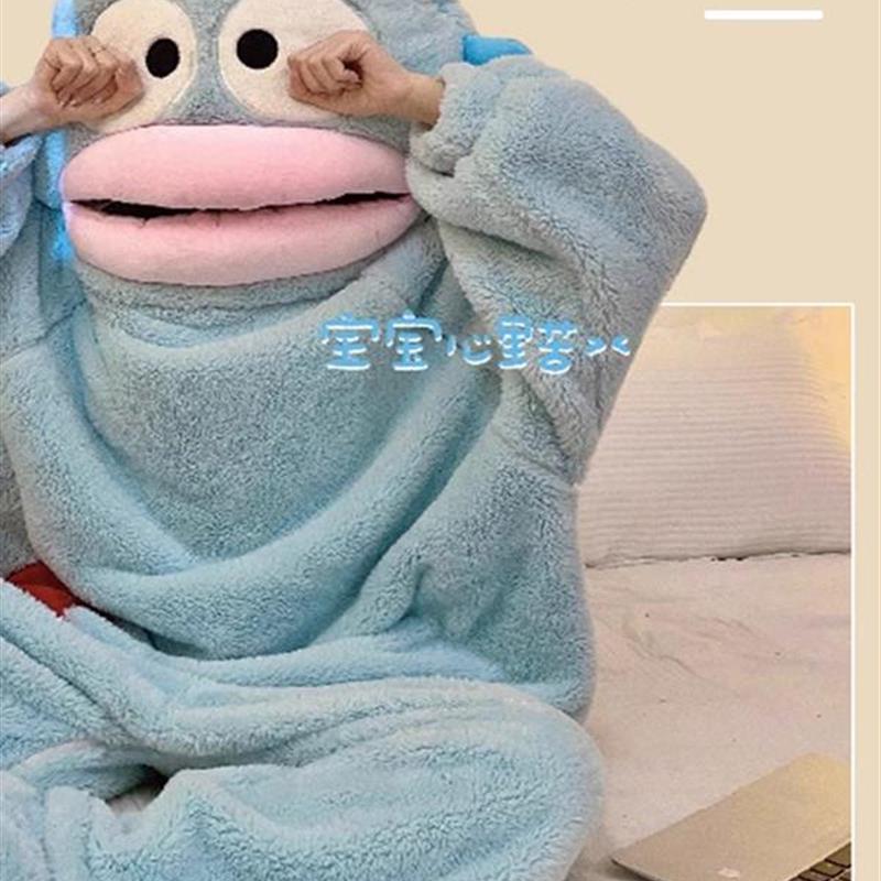 小丑鱼连体睡衣大嘴鱼秋冬季卡通沙雕搞怪男女珊瑚绒家居服可外穿