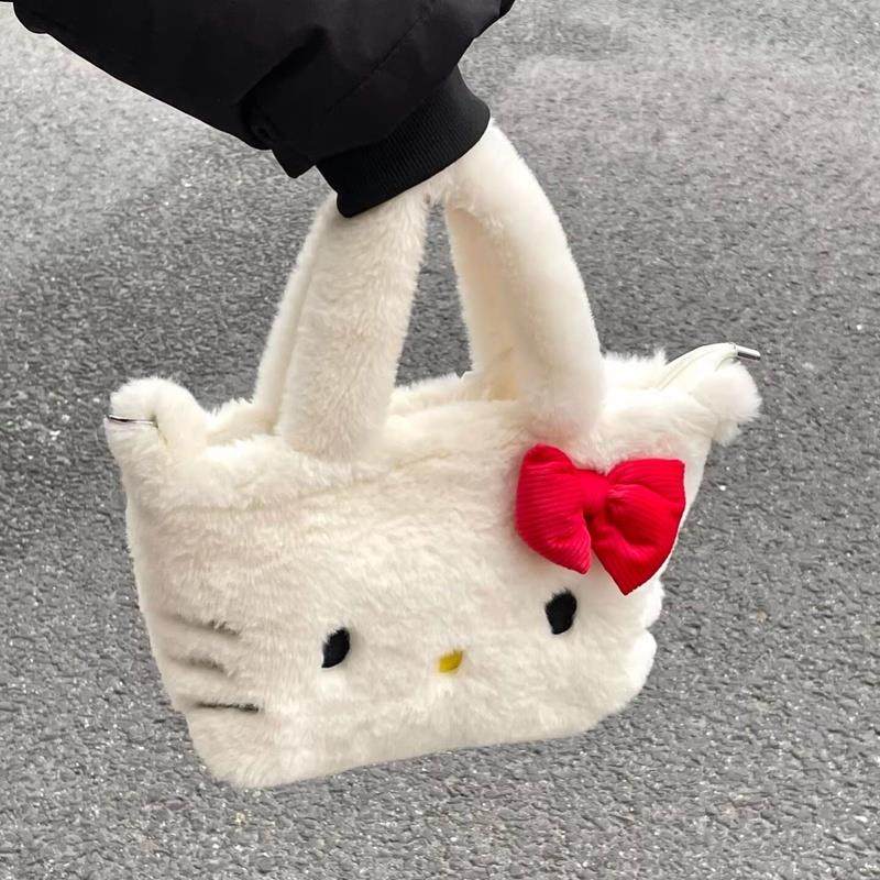 kitty敞口袋毛绒暗扣软把可爱