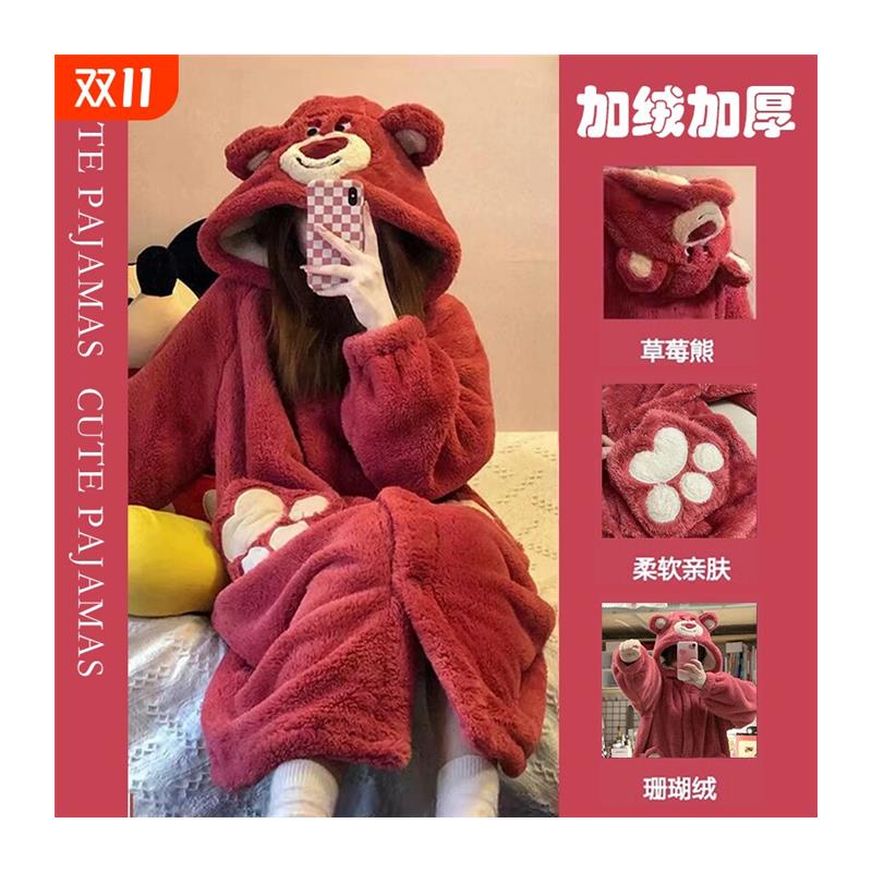 珊瑚绒睡衣冬季女秋冬长款