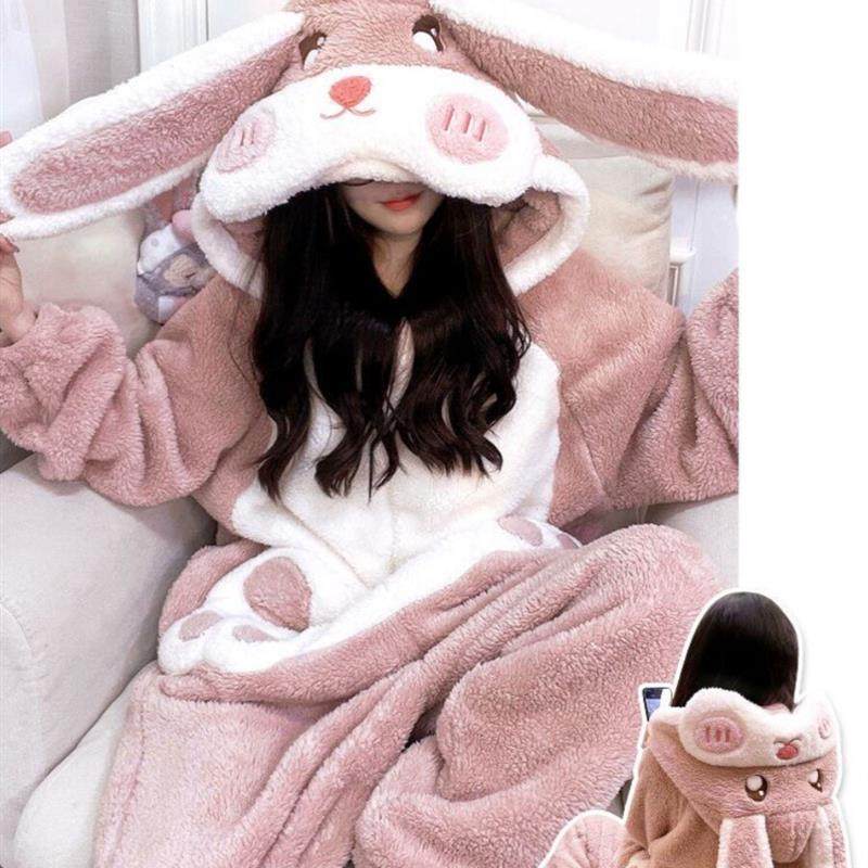 冬季连体睡衣女可爱卡通兔子