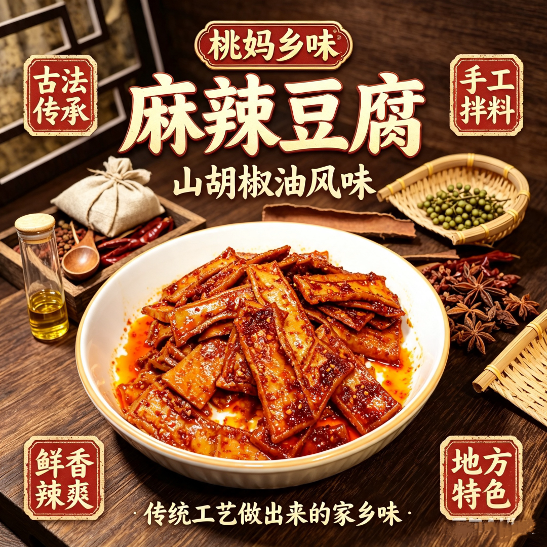 湖南特产【麻辣豆腐】冷江小片片麻辣豆腐干美食休闲零食牛皮豆干