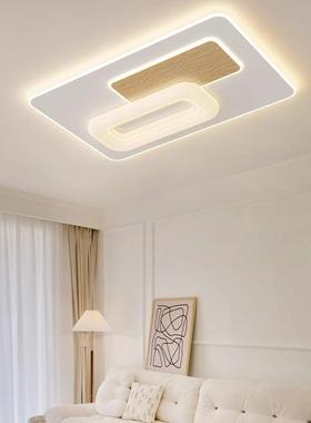 客厅灯简北欧极奢室轻灯简约现代大气木卧纹设计个82756性方形吸