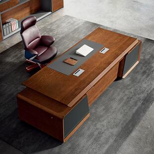 公理EAF-01D3老板桌纹胡桃色大班台总裁经桌组合简约现代实木办山