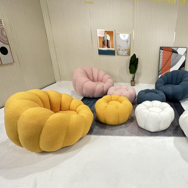 网懒人沙单红双人南瓜沙发椅发羔绒沙发阳台旋转休羊闲椅Lcj-南瓜