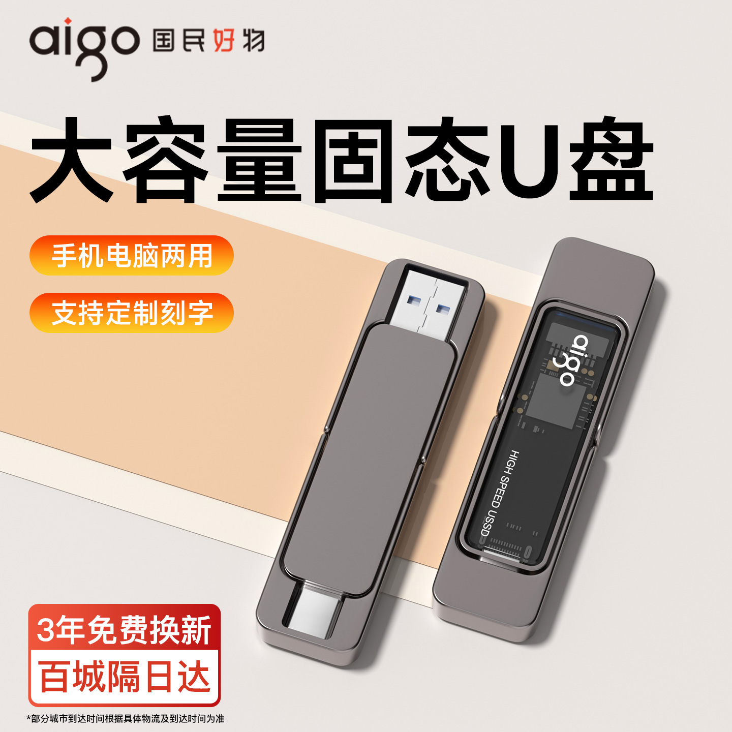 爱国者固态u盘512g大容量双接口