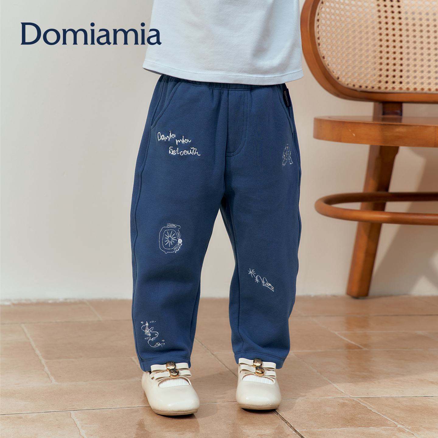 [新品]Domiamia儿童裤子男女宝宝26秋冬儿童涂鸦卫裤百搭长裤