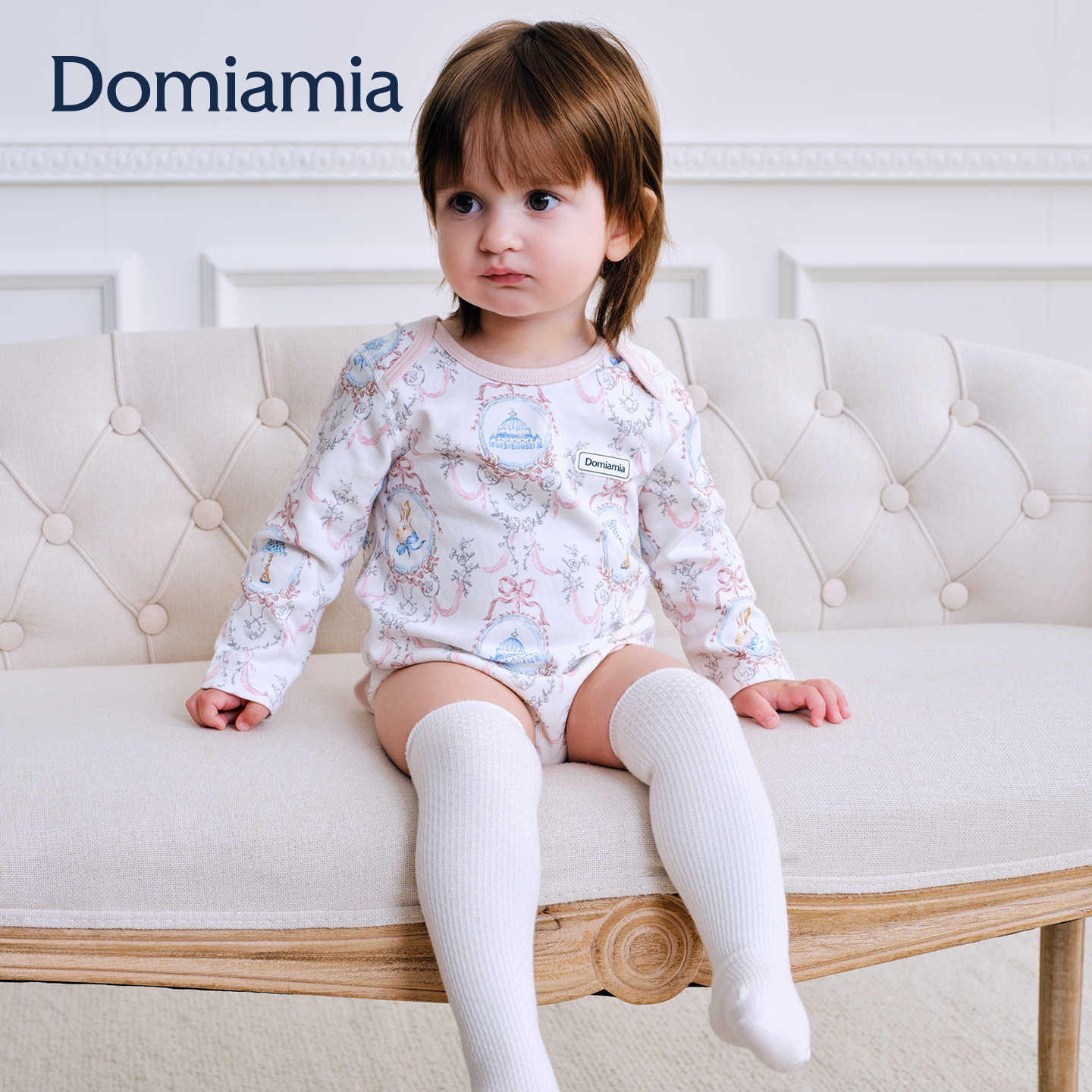 Domiamia女宝宝包屁衣婴儿衣服26秋冬新款满月新生儿小月龄哈衣图片