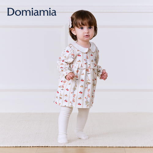 Domiamia宝宝假两件包屁衣26秋季新款婴幼儿满月小月龄外出服裙子