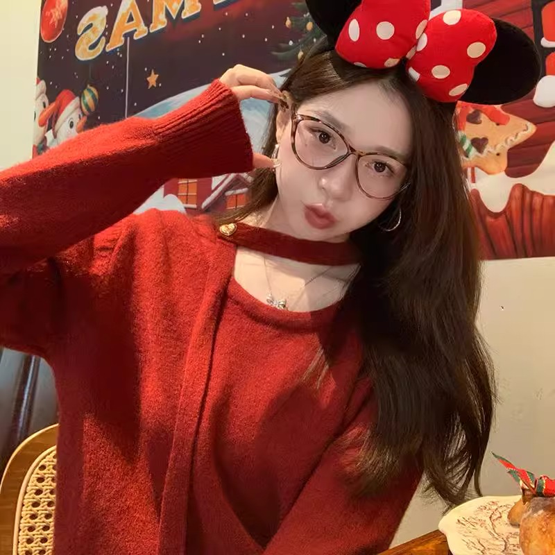 圣诞穿搭氛围感毛衣女秋冬
