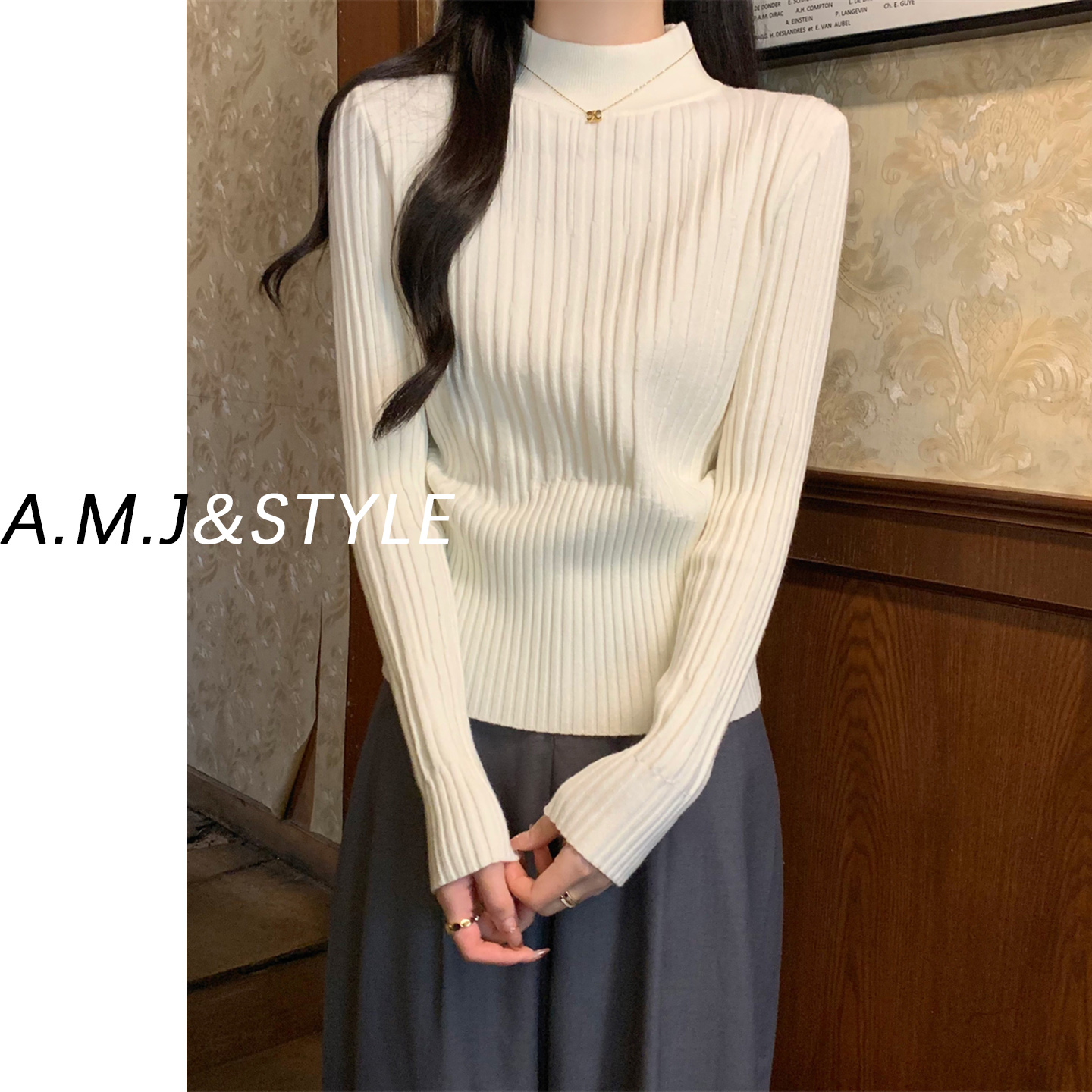 半高领加厚毛衣打底衫女秋冬