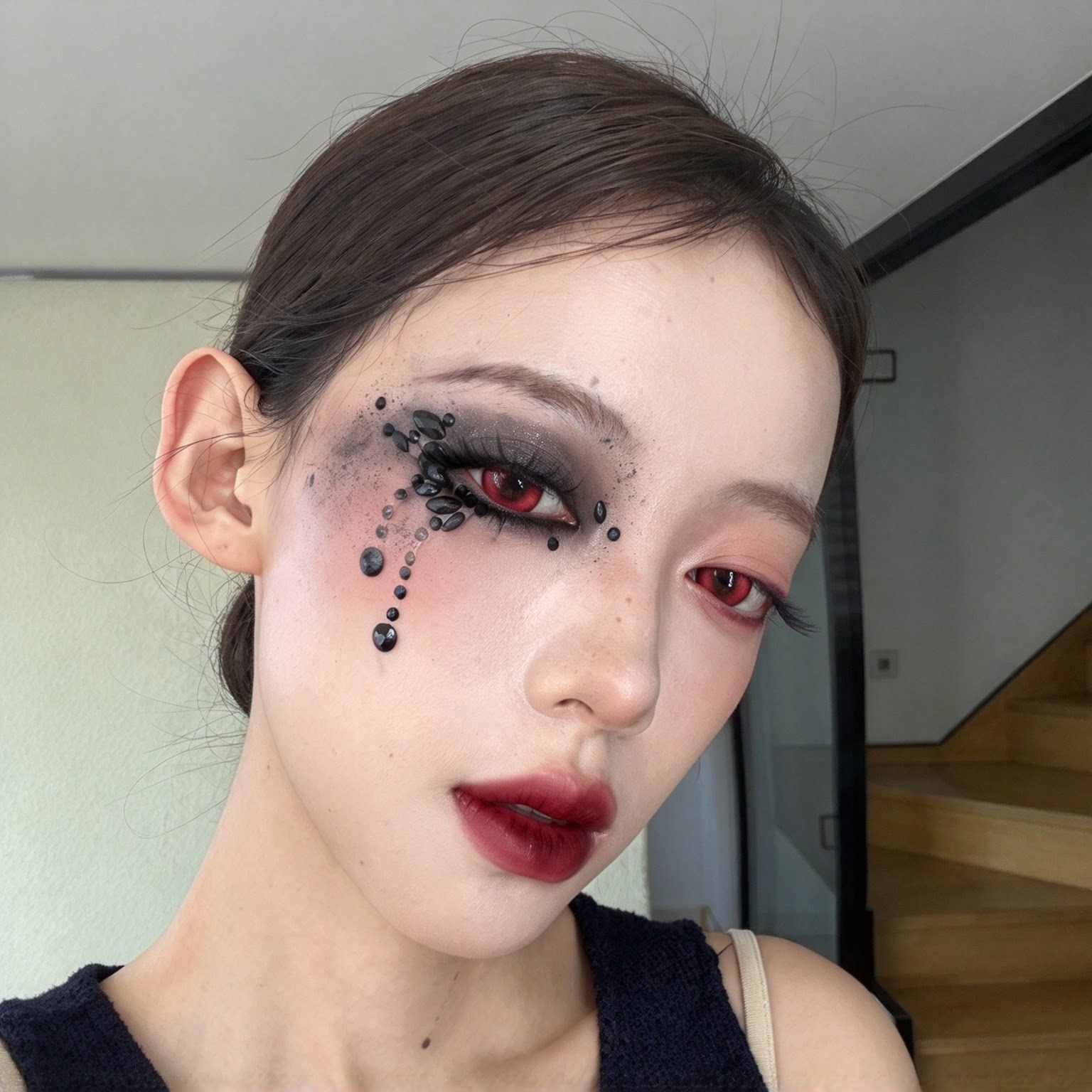 万圣节脸贴暗黑眼泪女生妆容贴纸DIY眼妆钻贴环球拍照出片小神器