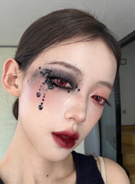 万圣节暗黑眼泪眼妆贴拍照出片