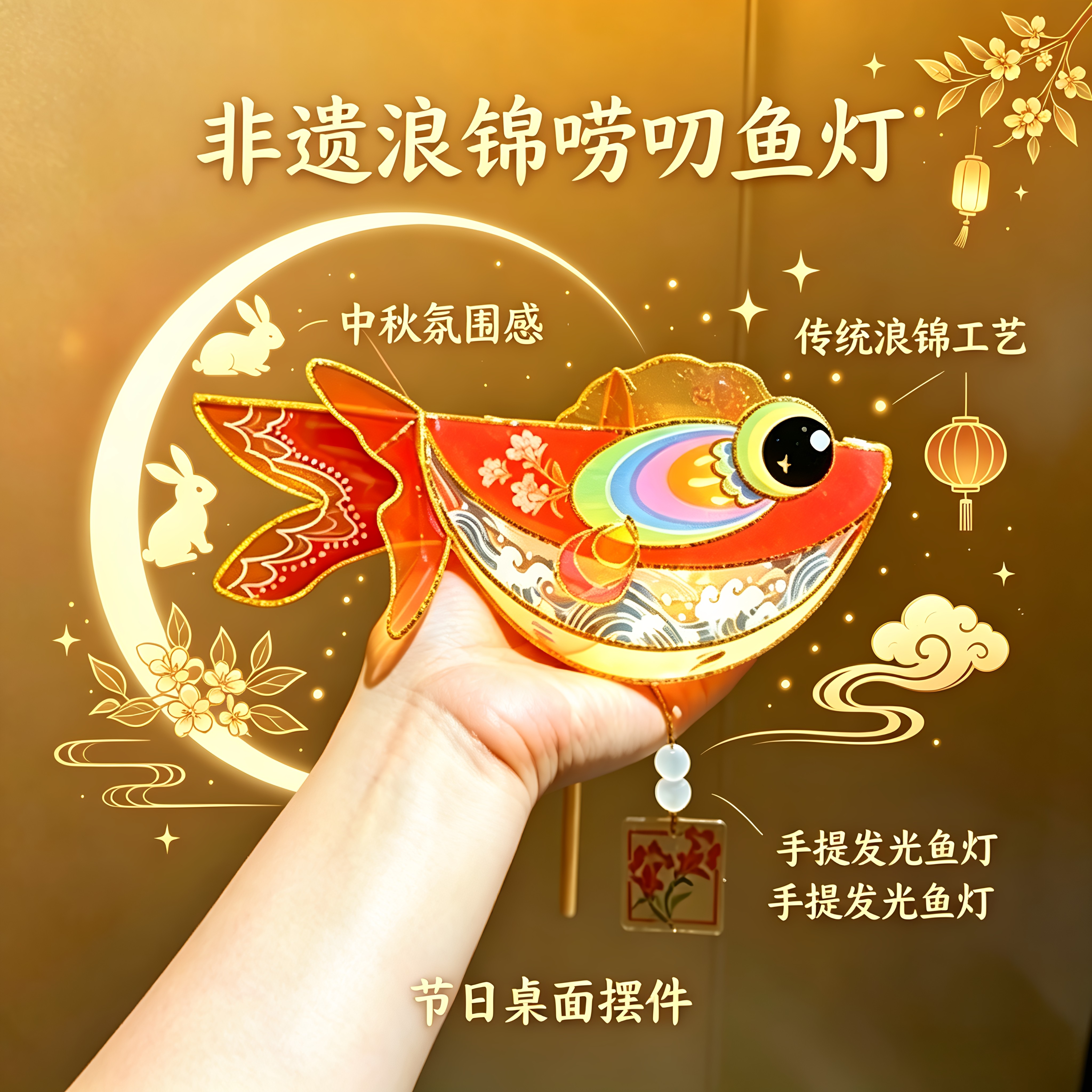 中秋非遗鱼花灯DIY材料包图片