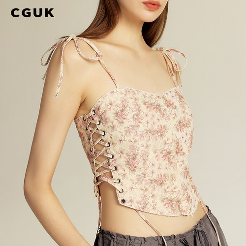 【明星同款】CGUK印花胸衣 修身吊带 花卉胸衣