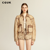 CGUK牛仔外套 王梓薇同款 100%棉宽松复古牛仔外套