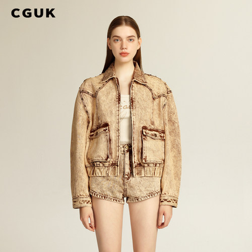 【王梓薇同款】CGUK牛仔外套 100%棉宽松复古牛仔外套