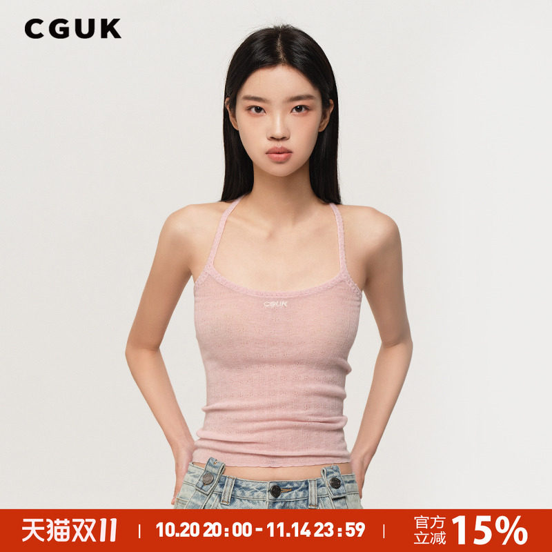 【明星同款】CGUK 花边桶经吊带修身100%绵羊毛背心吊带