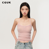 100%绵羊毛背心吊带 花边桶经吊带修身 明星同款 CGUK