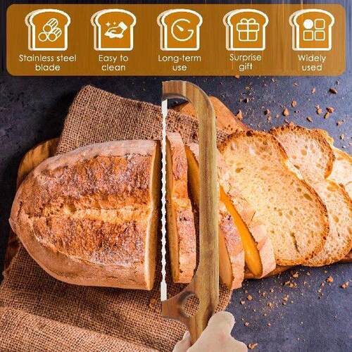 Sourdough Bread Knife Sturdy Bagel Cutter Convenient Wood