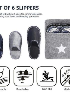 6 Pairs Family House Guest Slippers Set with Non-Slip Sole