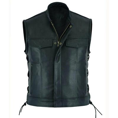 Vest Leather Punk Fashion Casual Coat Motorcycle Vest Men So