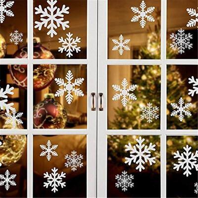 圣诞Static Cling Snowflake Window Clings for Christmas Decor