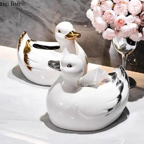 Duck Shaped Ceramic Tissue Box Living Room Removable Tissue
