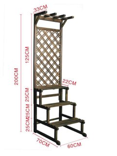 定制简约靠墙挂式室内碳化网格隔断防腐木花架花盆展示架木架子花