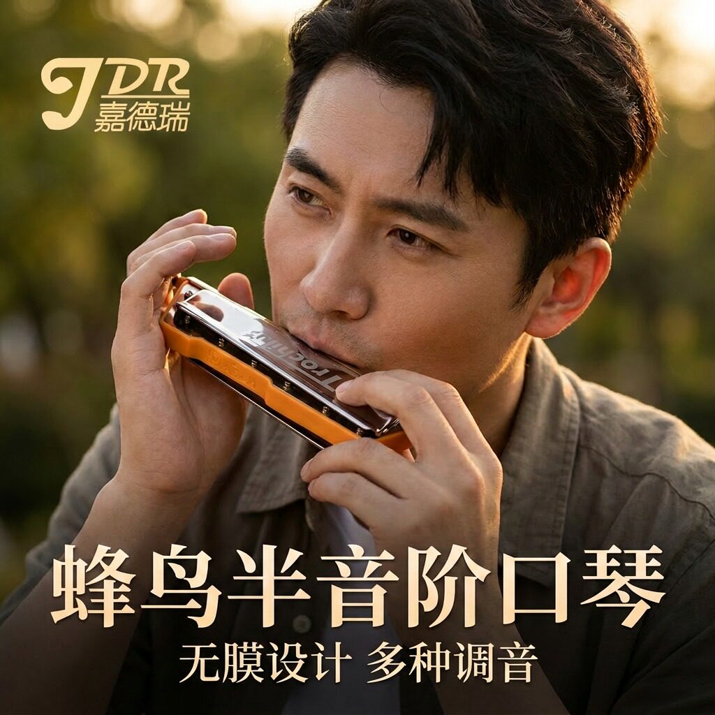 JDR嘉德瑞蜂鸟10孔半音阶口琴布鲁斯十孔C调正品高端专业蓝馍馍
