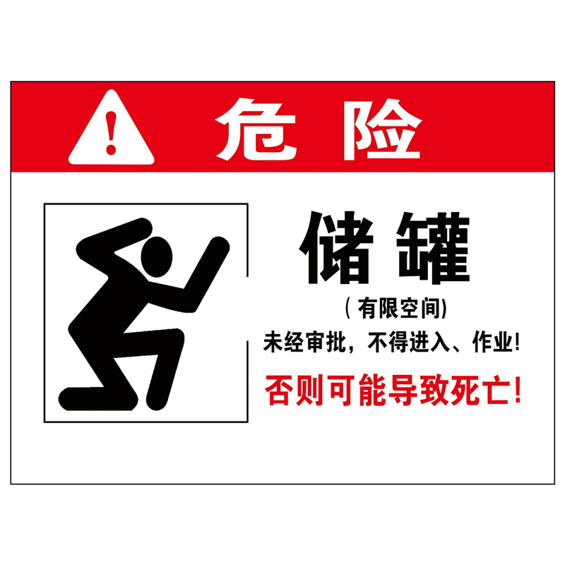 储罐有限空间未经审批不得进入危险警示告牌贴图海报印制