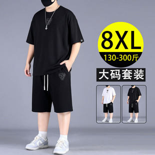 男士 宽松休闲两件套加肥加大胖子百搭五分裤 夏季 运动套装 短袖 大码