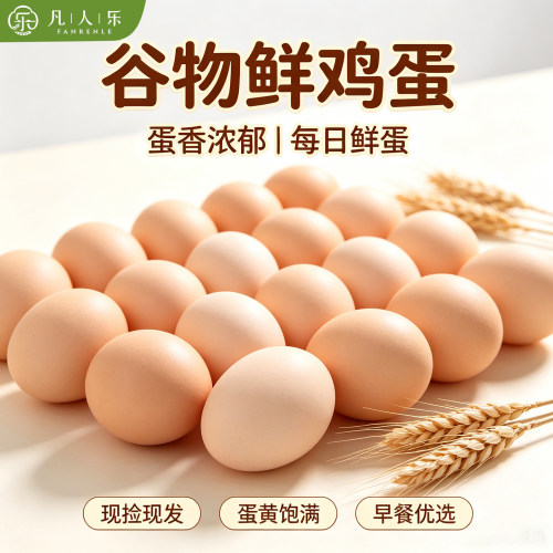 凡人乐鲜鸡蛋大码富硒蛋谷物柴鸡蛋农家大码笨鸡蛋早餐新鲜鸡蛋