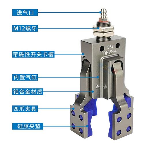 机械手四爪夹具迷你夹具DHVG-4/35/A45/55/65/75/95带检测开关夹