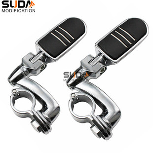 适于哈雷大滑翔突破者肥霸软尾可调节保险杠护杆脚踏Y板休息脚踏